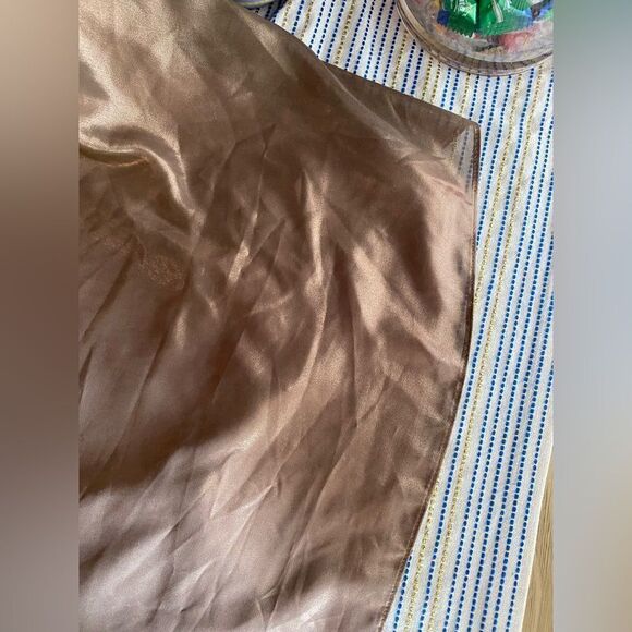 Wilfred Satin Slip Mini Dress Tan Copper  Size Small Adjustable Straps Side Slit - Picture 7 of 13